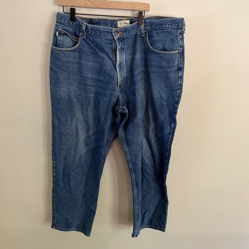 LL Bean Natural Fit Men’s Denim Jeans 100% Cotton 44 x 30 Blue Rigid
